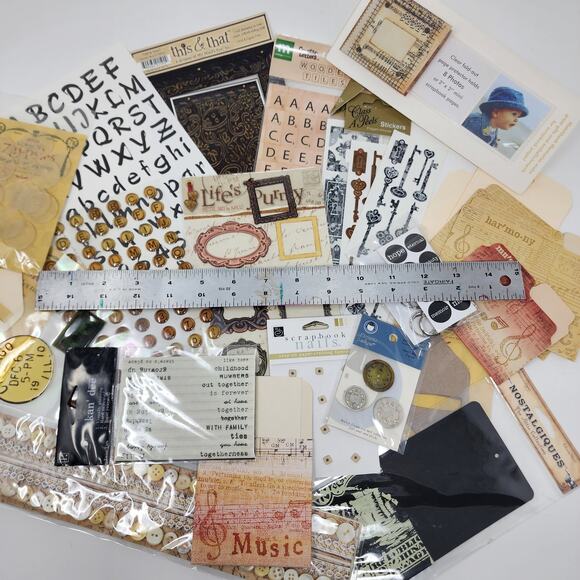 Steampunk Junk Journal Assorted Scrapbook Embellishments lot. Mixed Lot New Used - Picture 8 of 11